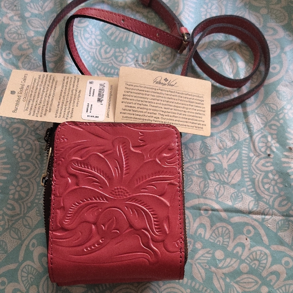 Elegant Pink Floral Embossed Crossbody Bag